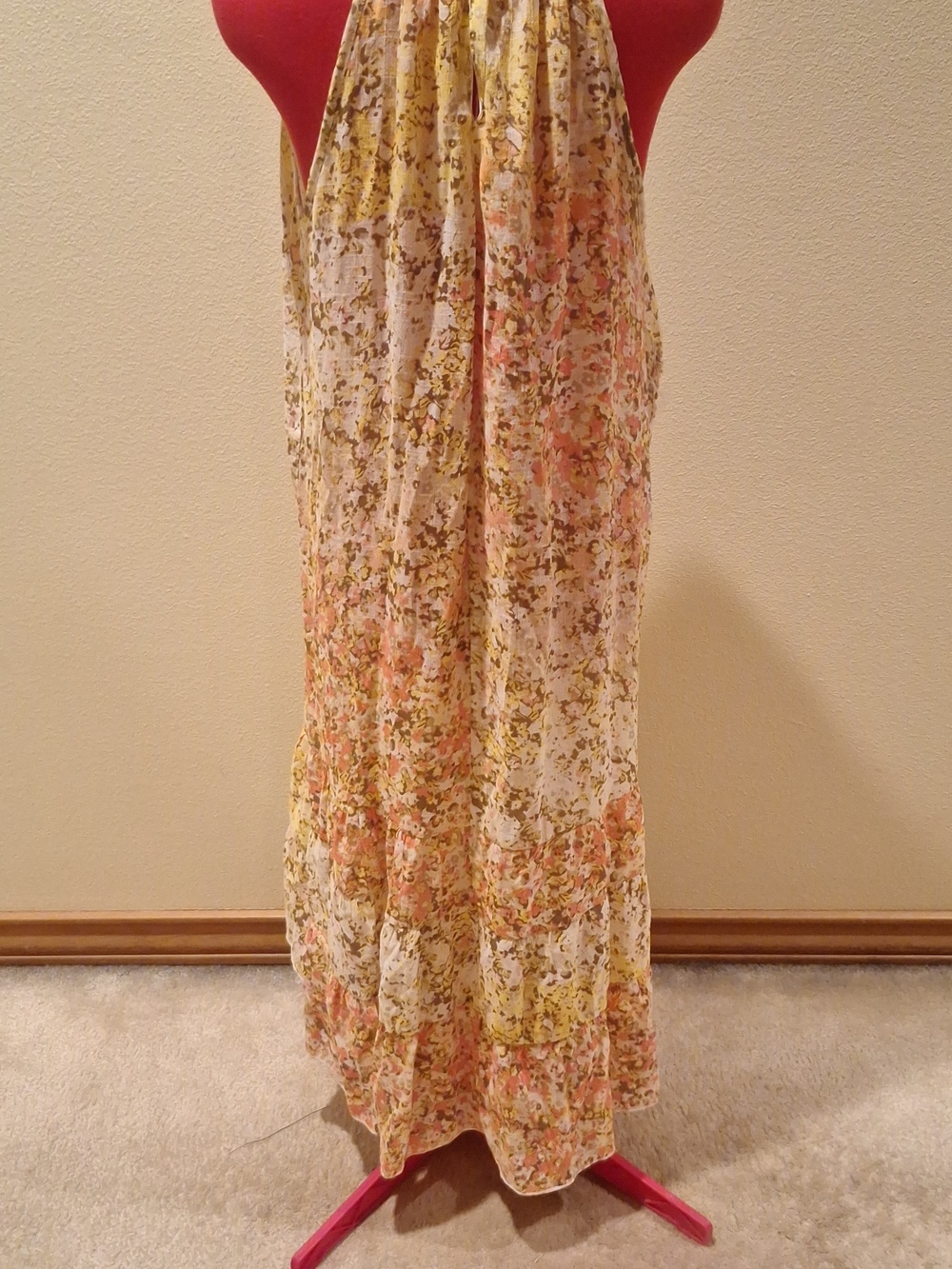 Mlle Gabrielle Red and Yellow Floral Halter Dress Size L - Picture 5 of 12